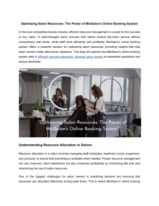 Optimizing Salon Resources_ The Power of MioSalon’s Online Booking System