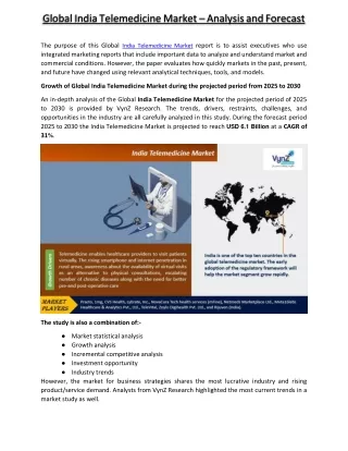 India Telemedicine Market - VynzResearch