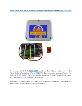 Lochinvar & A.O. Smith 100093770-Energysmartcontrolboard_Wcover _ PartsHnC