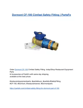 Dormont CF-100 Cimfast Safety Fitting _ PartsFe