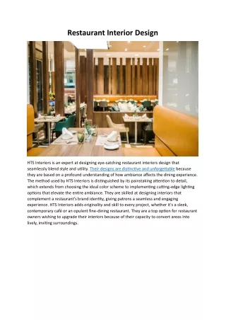 Restaurant Interior Design