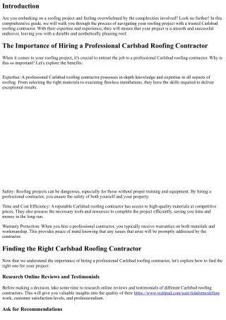 Navigating Your Roofing Project with a Carlsbad Roofing Contractor