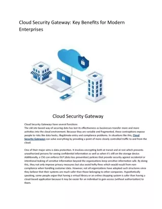 Cloud Security Gateway: Key Benefits for Modern Enterprises