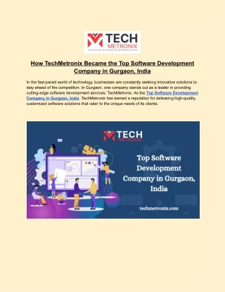 TechMetronix  Top Software Development Company in Gurgaon, India