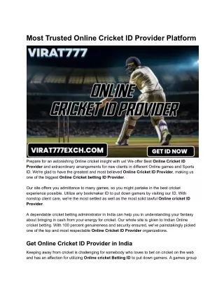 Most Trusted Online Cricket ID Provider Platform