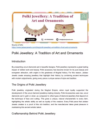 Polki Jewellery: A Tradition of Art and Ornaments