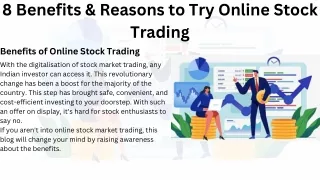 8 Benefits & Reasons to Try Online Stock Trading