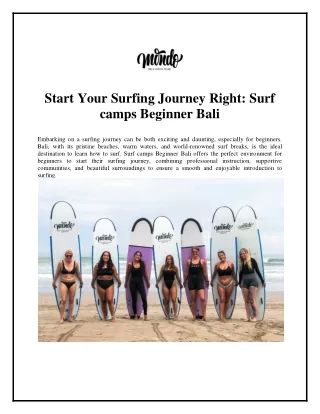 Start Your Surfing Journey Right Surf camps Beginner Bali