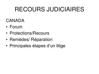 RECOURS JUDICIAIRES