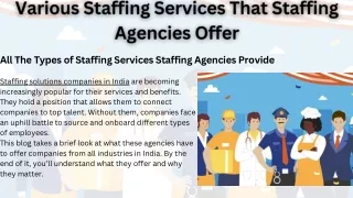 Various Staffing Services That Staffing Agencies Offer