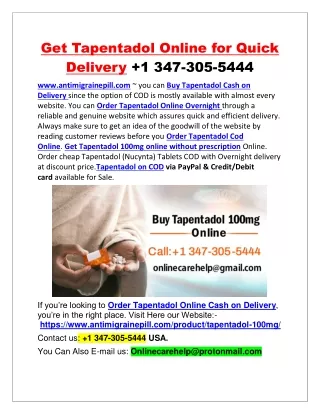 Get Tapentadol Online for Quick Delivery  1 347-305-5444