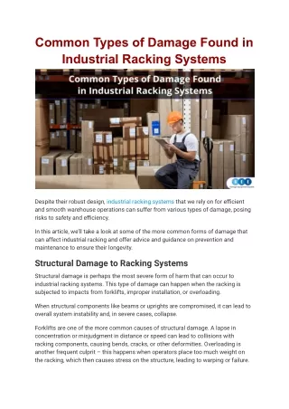 Common Types of Damage Found in Industrial Racking Systems