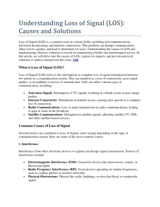 Understanding Loss of Signal (LOS): Causes and Solutions