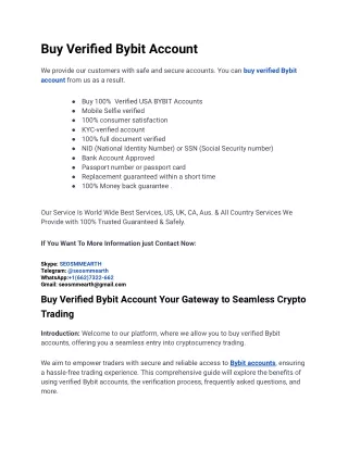 10 Steps To Buy Verified Bybit Account Of Your Dreams