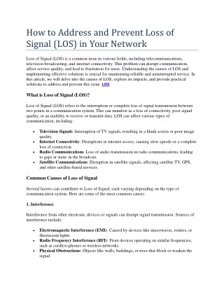 How to Address and Prevent Loss of Signal (LOS) in Your Network