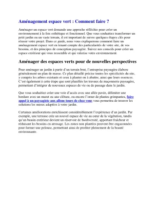Aménagement espace vert : Conseils et Étapes Clés