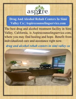 Drug And Alcohol Rehab Centers In Simi Valley Ca   Aspirecounselingservice.com