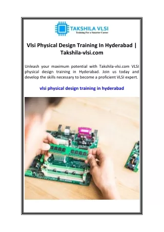 Vlsi Physical Design Training In Hyderabad  Takshila-vlsi.com