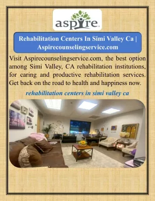 Rehabilitation Centers In Simi Valley Ca   Aspirecounselingservice.com