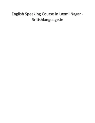 English Speaking Course in Laxmi Nagar - britishlanguage.in