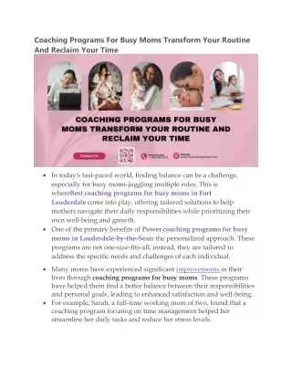 Coaching Programs For Busy Moms Transform Your Routine And Reclaim Your Time