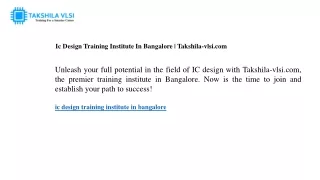 Ic Design Training Institute In Bangalore Takshila-vlsi.com