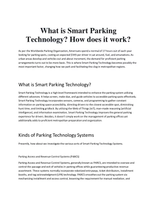 What is Smart Parking Technology