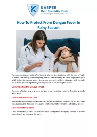 How to protect from dengue fever in rainy season