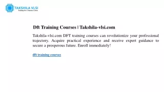 Dft Training Courses Takshila-vlsi.com