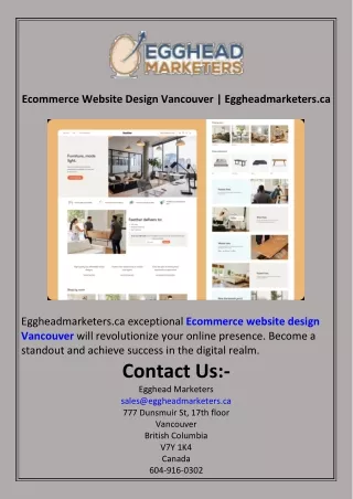 Ecommerce Website Design Vancouver  Eggheadmarketers.ca
