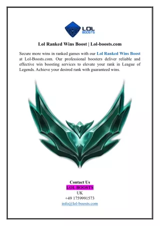 Lol Ranked Wins Boost | Lol-boosts.com