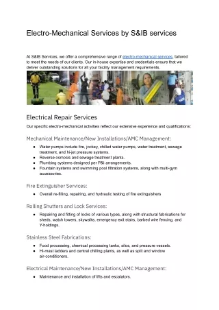 Electro Mechanical Services by S&IB services