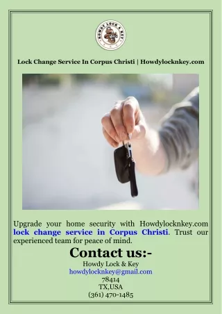 Lock Change Service In Corpus Christi  Howdylocknkey.com