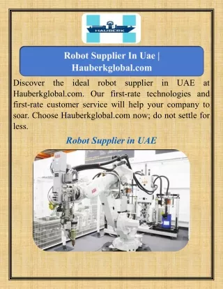 Robot Supplier In Uae   Hauberkglobal.com