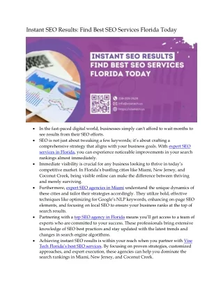 Find Best SEO Services Florida Today