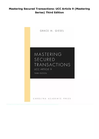 read mastering secured transactions: ucc article 9 (mastering series)
