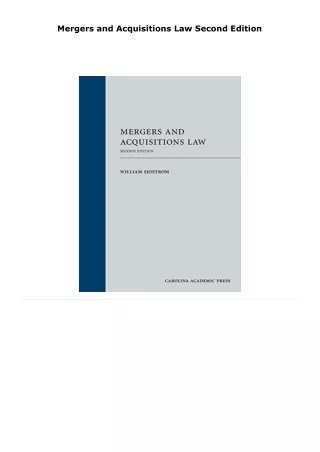read mergers and acquisitions law     second edition