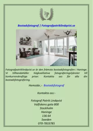 Bostadsfotograf  Fotografpatriklindqvist.se