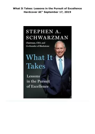 read what it takes: lessons in the pursuit of excellence     hardcover