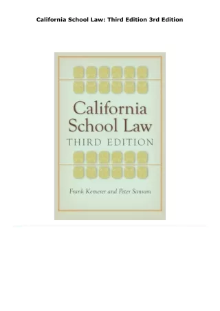 read california school law: third edition     3rd edition