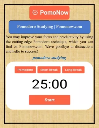 Pomodoro Studying   Pomonow.com