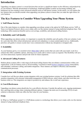 The Key Features to Consider When Upgrading Your Phone System