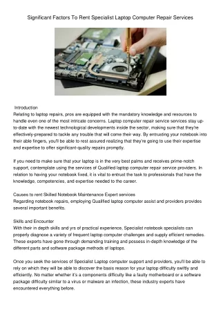 SignificantFactorsToRentSpecialistLaptopComputerRepairServices