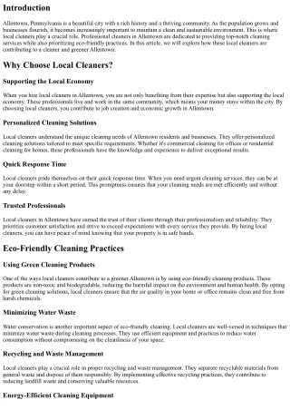 How Local Cleaners are Contributing to a Cleaner, Greener Allentown
