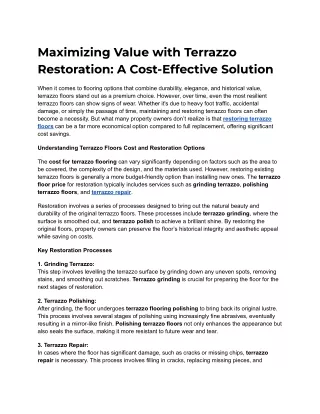 Maximizing Value with Terrazzo Restoration_ A Cost-Effective Solution