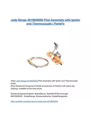 Jade Range 4619600000 Pilot Assembly with Ignitor and Thermocouple _ PartsFe
