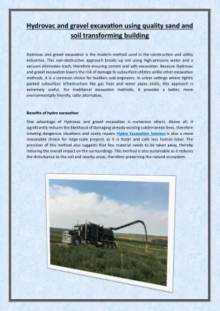 Hydrovac and gravel excavation using quality sand and soil transforming building