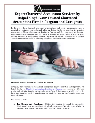 Expert Chartered Accountant Services in Gurgaon