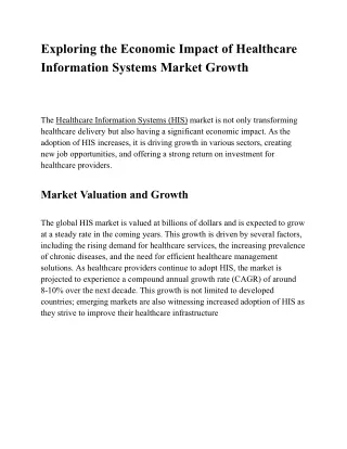 Exploring the Economic Impact of Healthcare Information Systems Market Growth