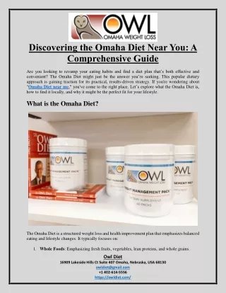 Discovering the Omaha Diet Near You A Comprehensive Guide